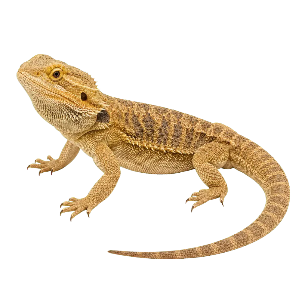 Full-body portrait of a wild-type Central Bearded Dragon, Pogona vitticeps.